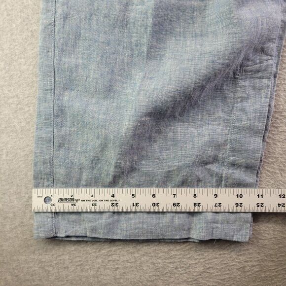 Athleta Pants Womens 16T Blue Retreat Linen Wide Leg Slit High Rise Yoga Studio - Picture 12 of 14